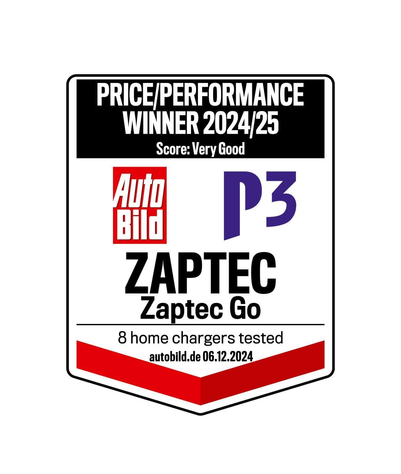 Autobild badge with tested Zaptec Go