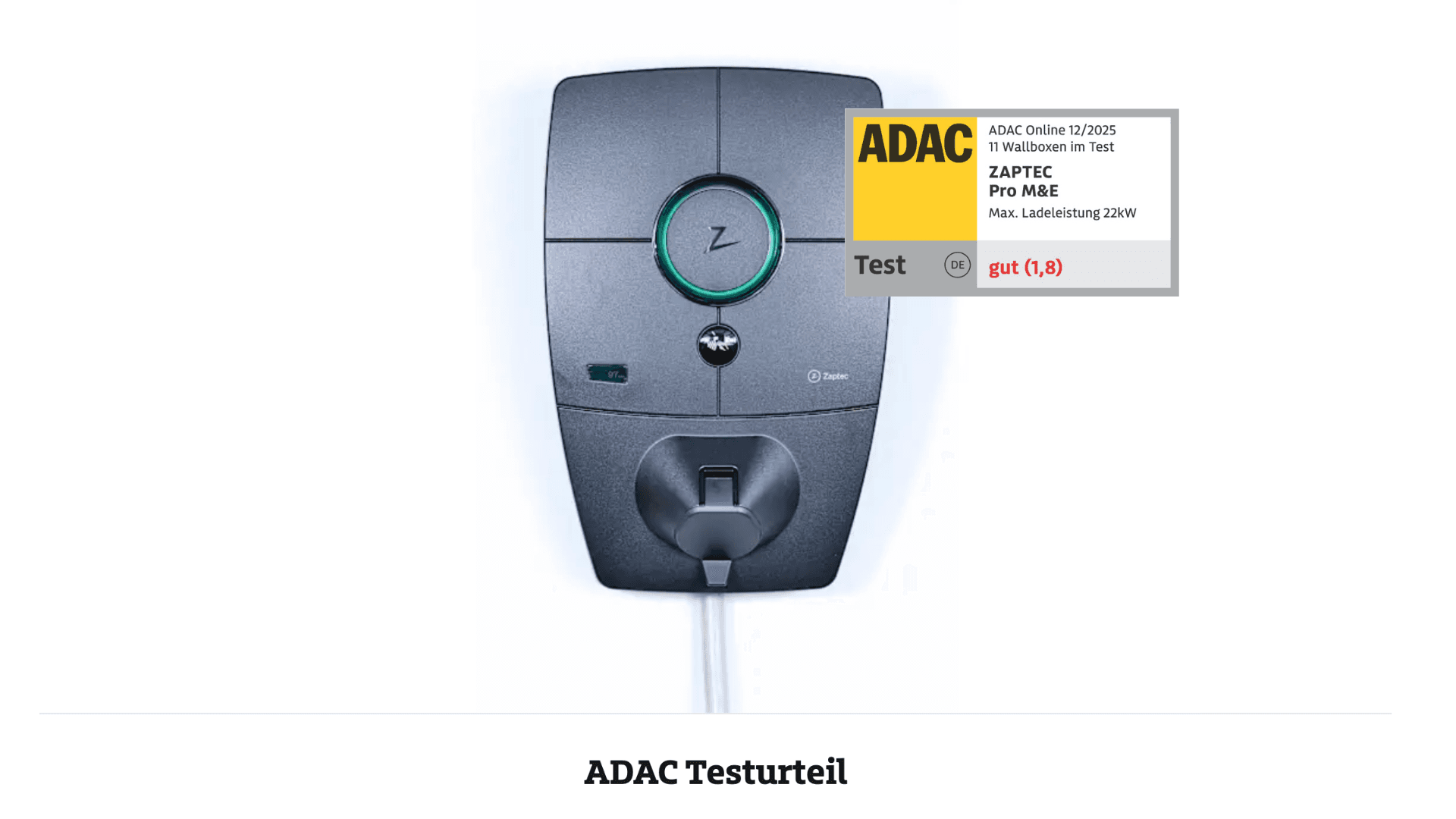 Zaptec Pro erhält Note gut (1,8) im ADAC Wallbox Test